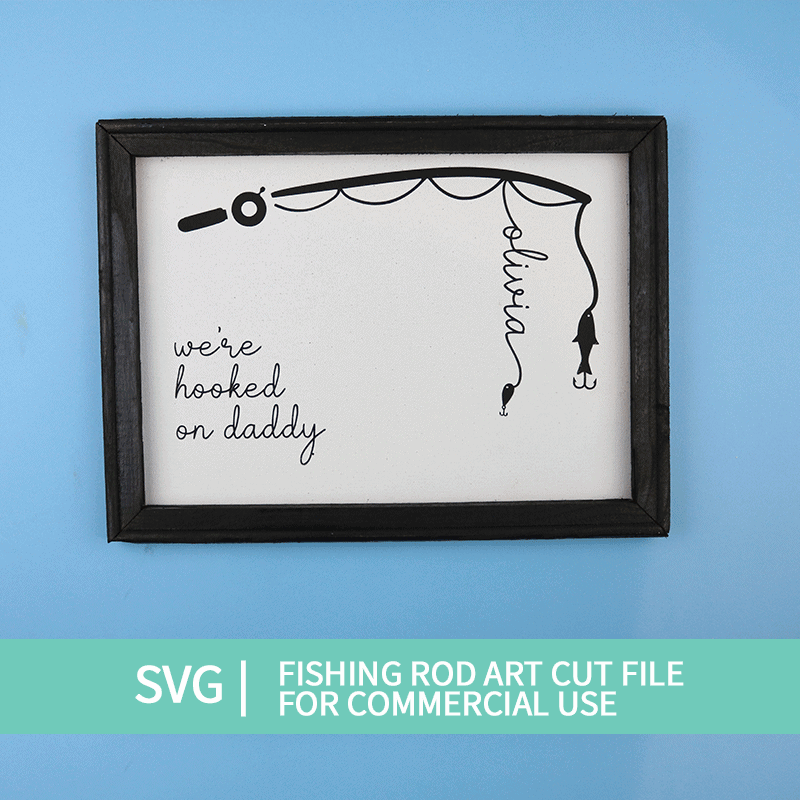 Customizable Fishing Rod Art SVG